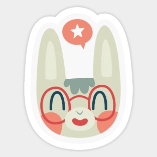 Cute Green Bunny Wearing Glasses Sticker